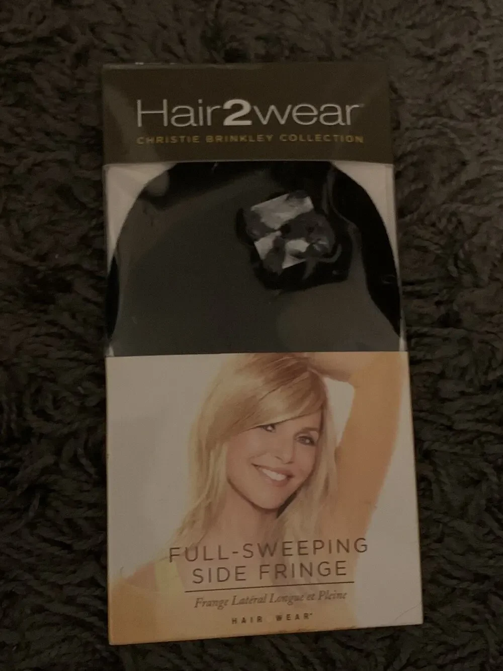 NWT Hair2Wear Full Sweeping Side Fringe Bangs Synthetic Almost Black